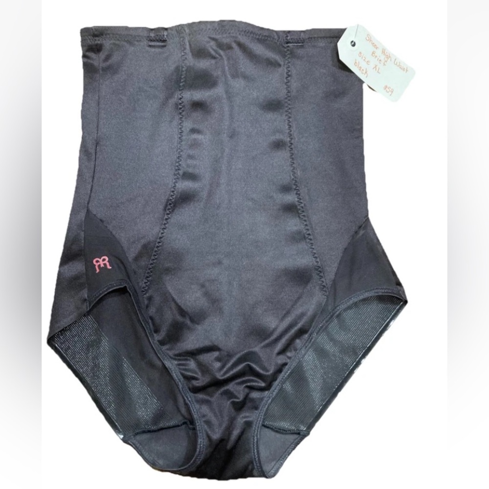 RUBY RIBBON SHEER SHAPING HIGH WAISTED BRIEF BLACK XL